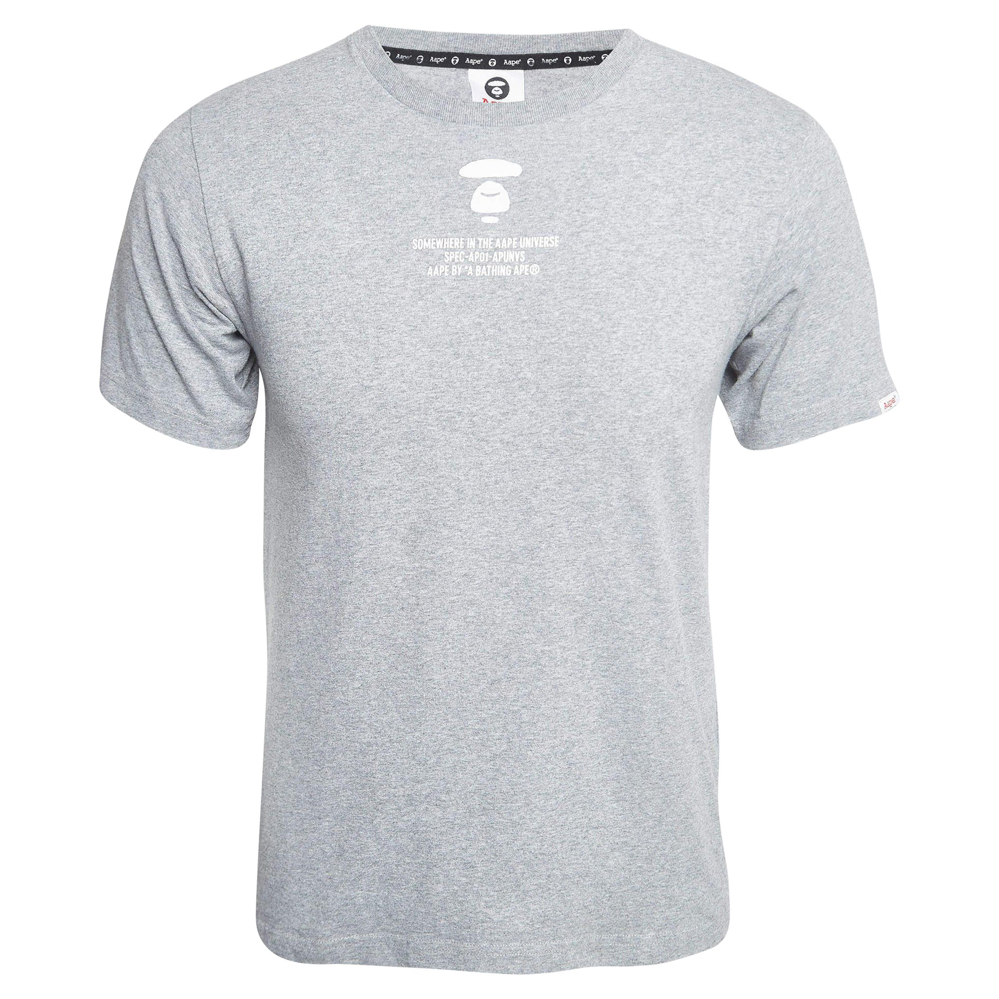 A Bathing Ape Grey Aape Universe Print Cotton Crew Neck T-Shirt S For Sale