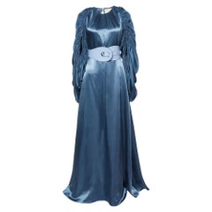 Roksanda Ilincic Blue Silk Satin Zariah Open Back Gown M