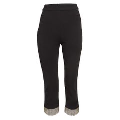 Alexis Black Stretch Crepe Fringed Pants S