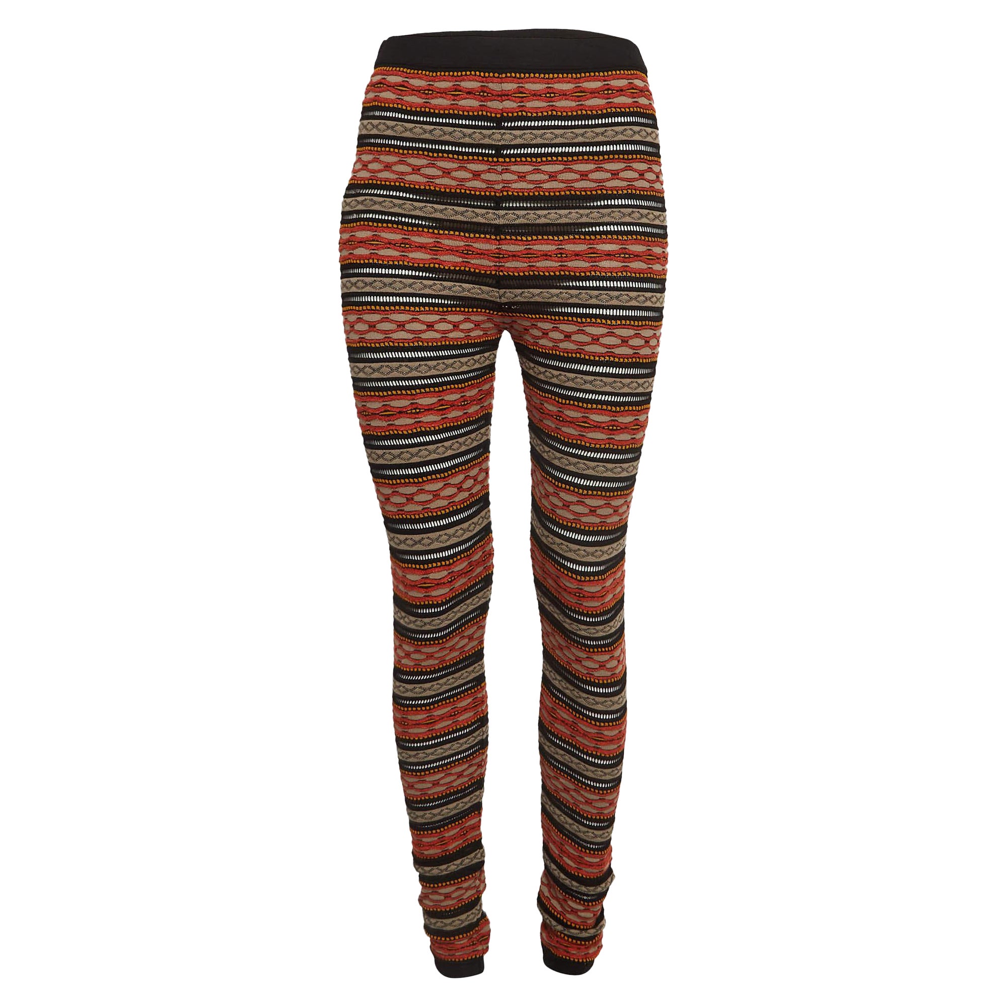 M Missoni Mehrfarbig gestreifte gemusterte Strick-Leggings mit Streifen M