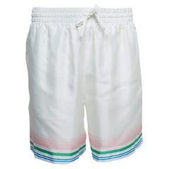 Casablanca Tennis Club Striped Satin Shorts L