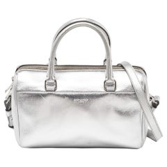 Saint Laurent Silver Leather Classic Baby Duffle Bag