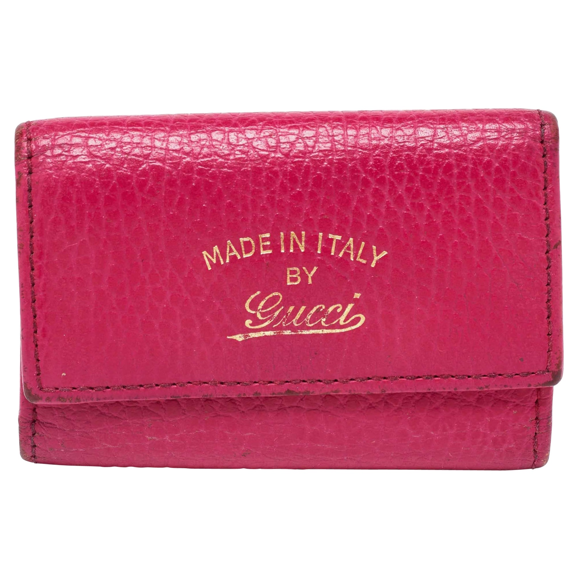 Gucci Pink Leather Key Case For Sale