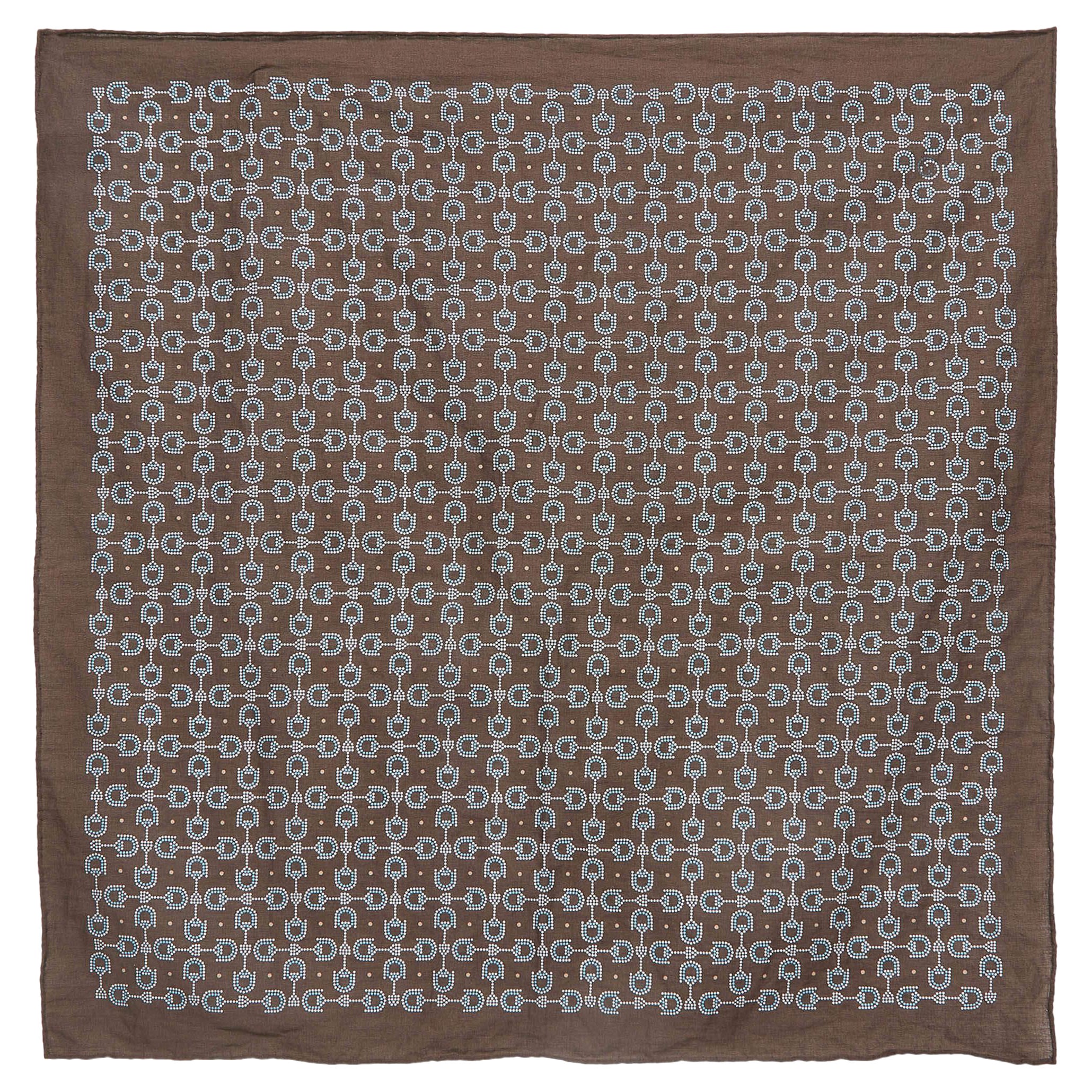 Gucci Brown Printed Cotton Handkerchief