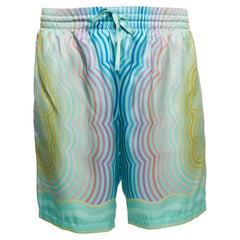 Casablanca Pantalones cortos de seda satinada estampada azul Masao San L