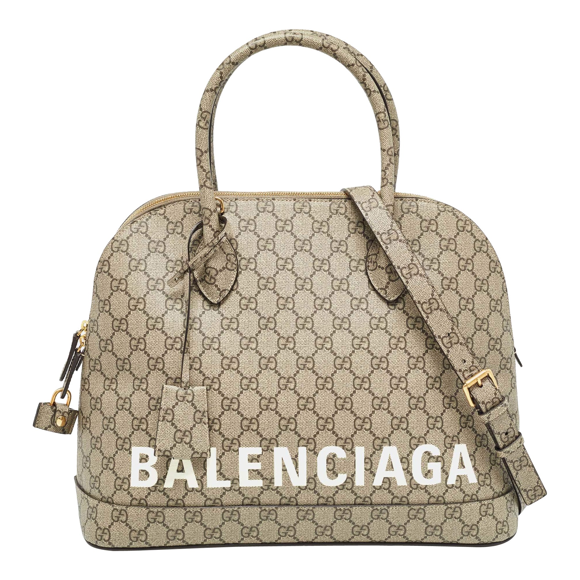 Gucci x Balenciaga GG Supreme Canvas Medium The Hacker Project Ville Satchel For Sale