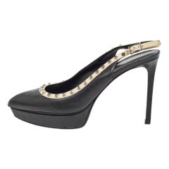 Saint Laurent Paris Plataforma con tachuelas Punta en punta Bombas Slingback Talla 38.5