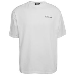 T-shirt Balenciaga surdimensionné en coton imprimé blanc S