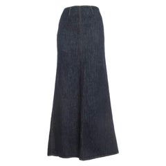 Kenzo Jeans Navy Blue Studded Denim Flared Maxi Skirt S