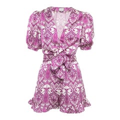 Alexis Purple Purple Printed Satin Romper Jumpsuit XS