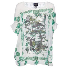 Chemisier ajusté Class by Roberto Cavalli en crêpe imprimé blanc, taille L
