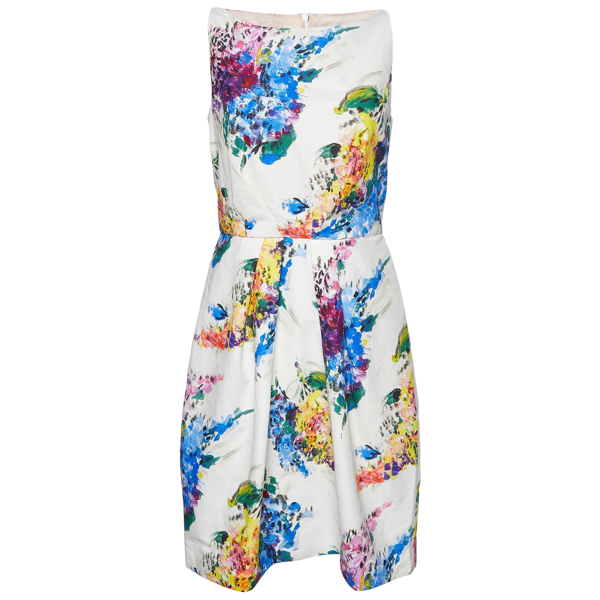 Max Mara Shine White Printed Cotton Sleeveless Dress S For Sale