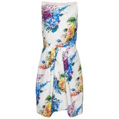 Max Mara Shine White Printed Cotton Sleeveless Dress S