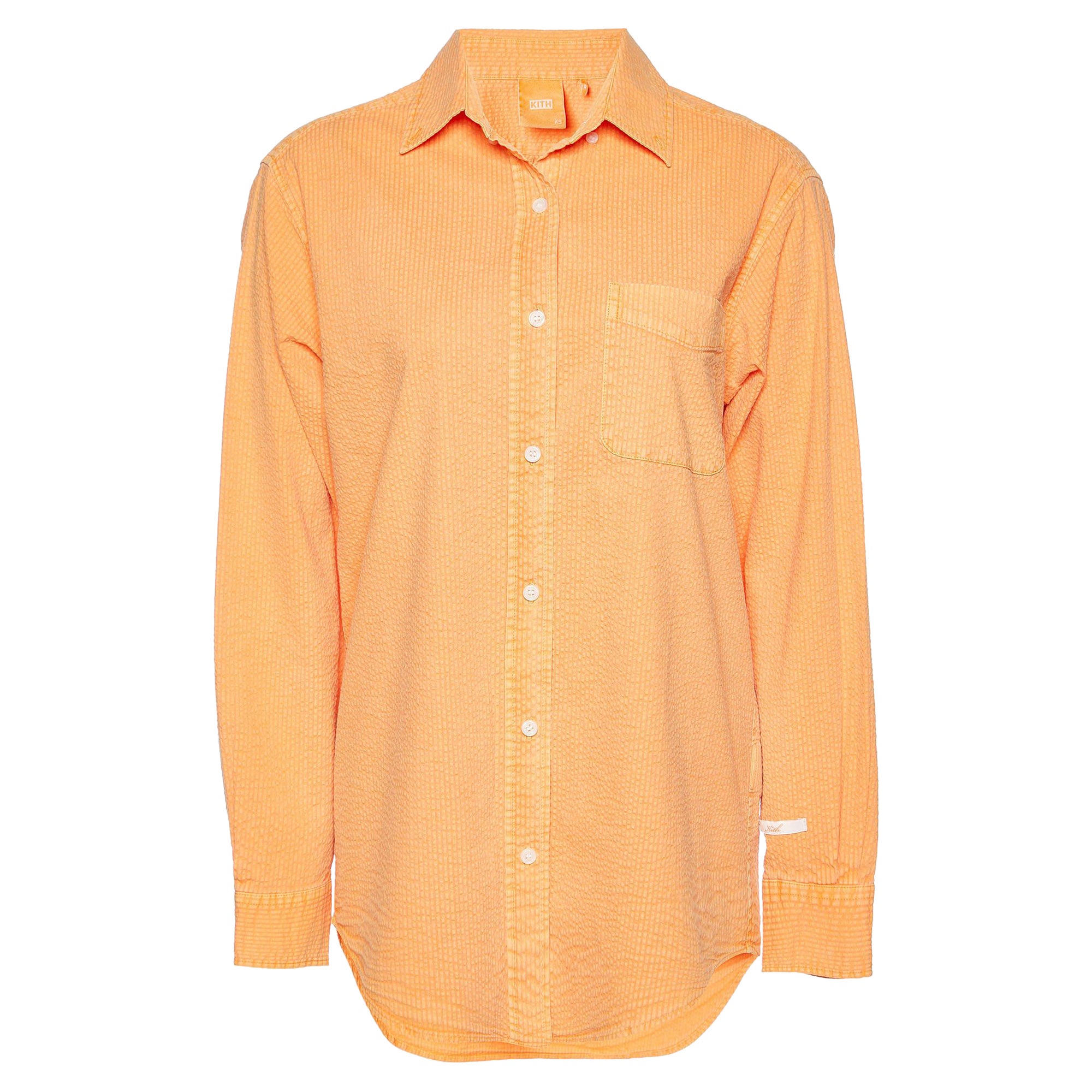 Kith Orange Cotton Seersucker Ora Button Down Shirt XS For Sale