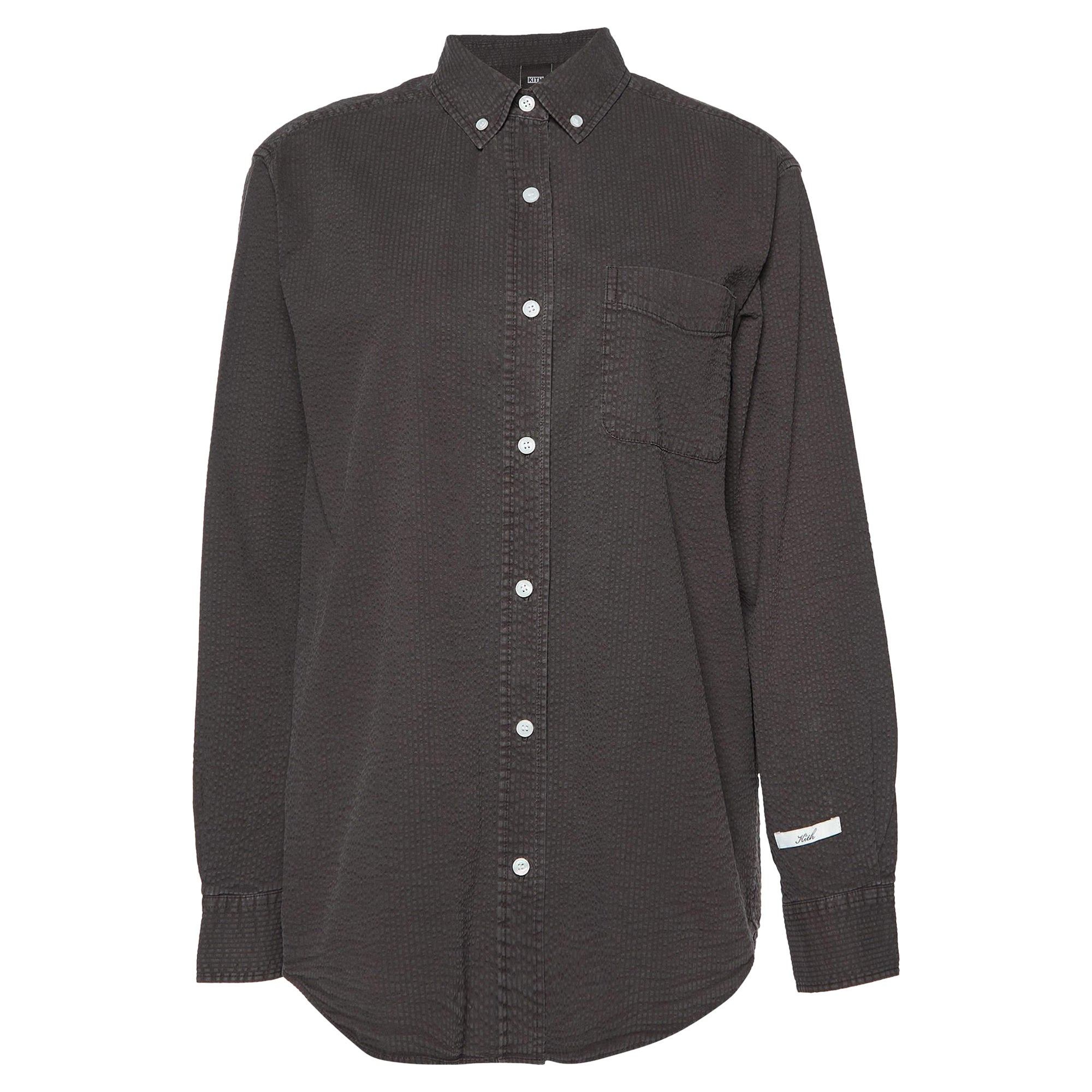 Kith Brown Cotton Seersucker Ora Button Down Shirt XS For Sale