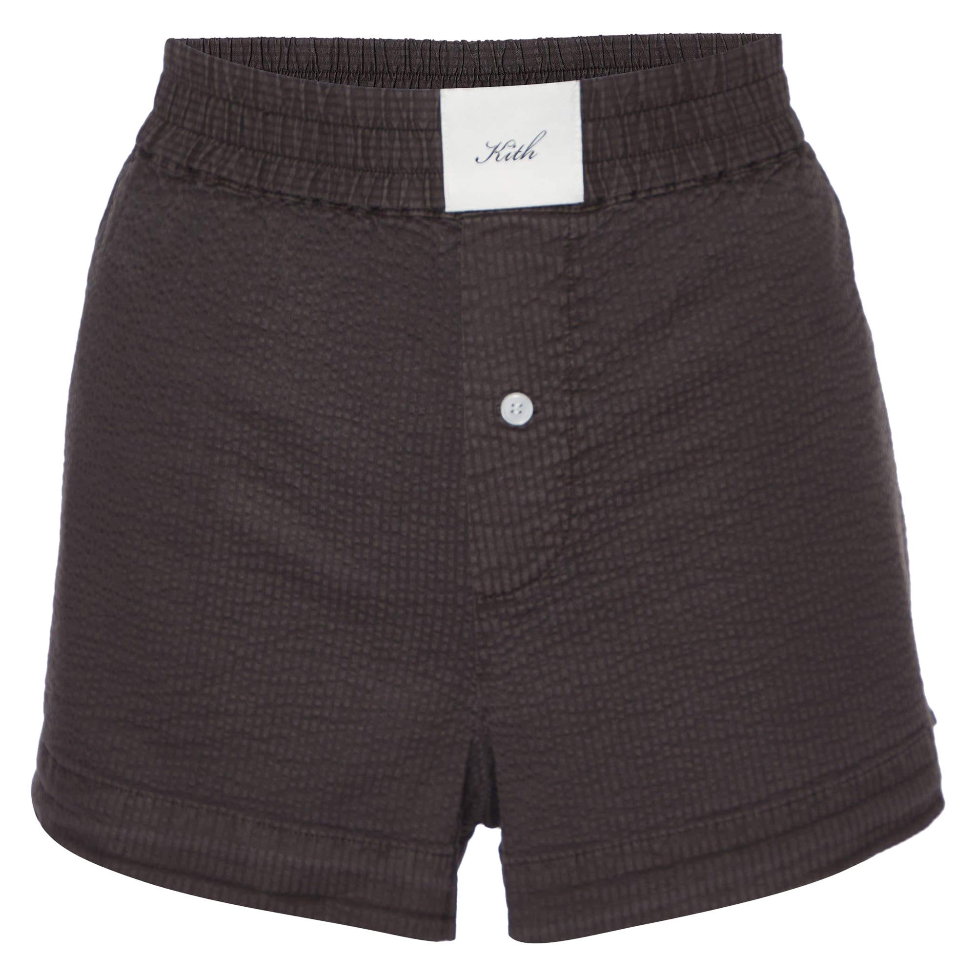 Kith Coffee Brown Seersucker Cotton Shorts S For Sale