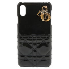 Funda iPhone XS Max de charol negro Cannage de Dior