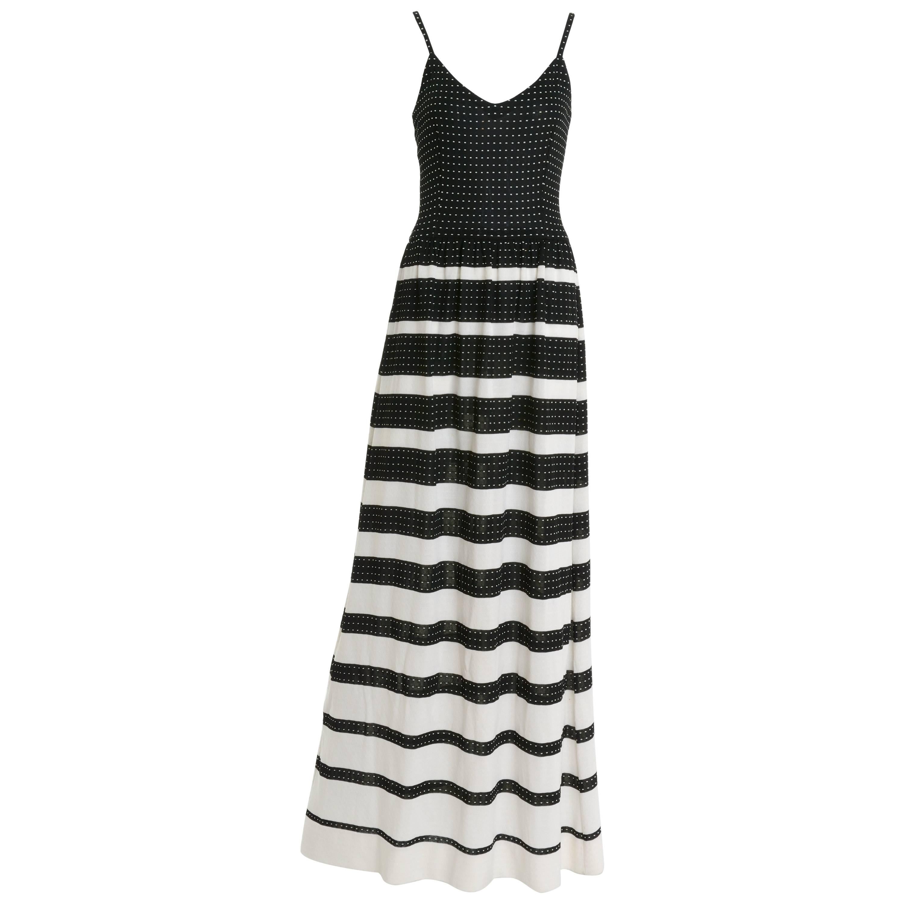 1970s LANVIN Black and White Knitted Long Dress