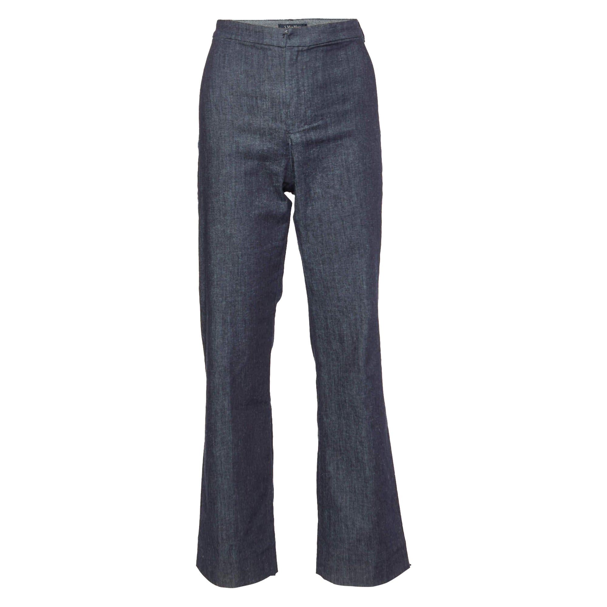 S'Max Mara Blue Denim Wide Leg Jeans L Waist 31" For Sale