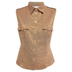 Max Mara Metallic Linen Blend Sleeveless Shirt L