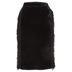N21 Black Velvet Ruffled Pencil Skirt S