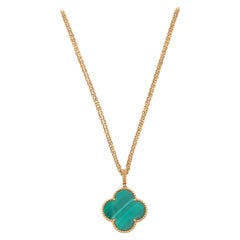 Van Cleef & Arpels Magic Alhambra Malachite 18k Yellow Gold Long Necklace