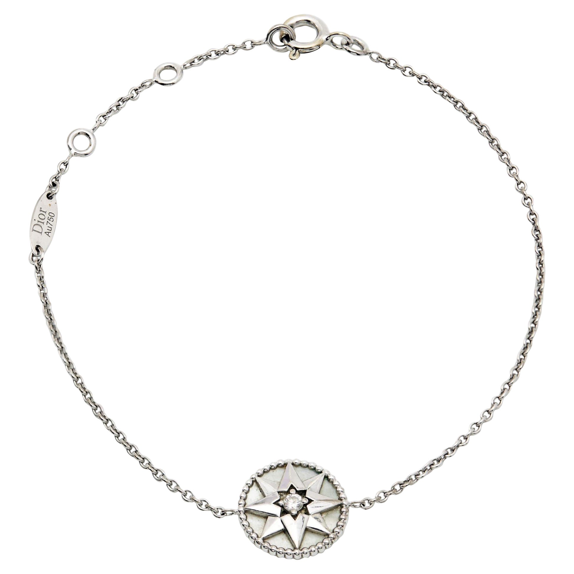 Dior Rose Des Vents Mother of Pearl Diamond 18k White Gold Bracelet