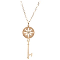 Tiffany & Co. Daisy Key Diamond 18K Rose Gold Long Pendant Necklace