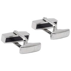 Dunhill  Black Enamel Sterling Silver Cufflinks