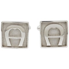 Boutons de manchette Aigner Logo Silver Tone
