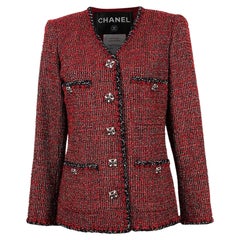 Chanel New Iconic CC Gripoix Buttons Burgundy Tweed Jacket