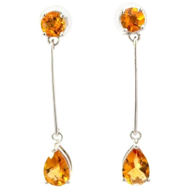 Handmade Citrine Alice Drop Long Earrings for Wedding Gift for Her For Sale