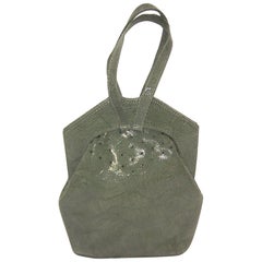 C.1990 Michelle LaLonde Suede Sage Green Wristlet Handbag