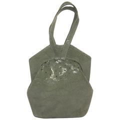 C.1990 Michelle LaLonde Suede Sage Green Wristlet Handbag 11