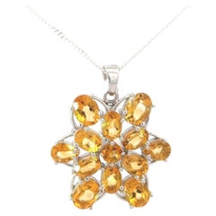12.45 CTW Citrino Piedra de Nacimiento Colgante Estilo Estrella para Mujer Plata Maciza Para Mamá
