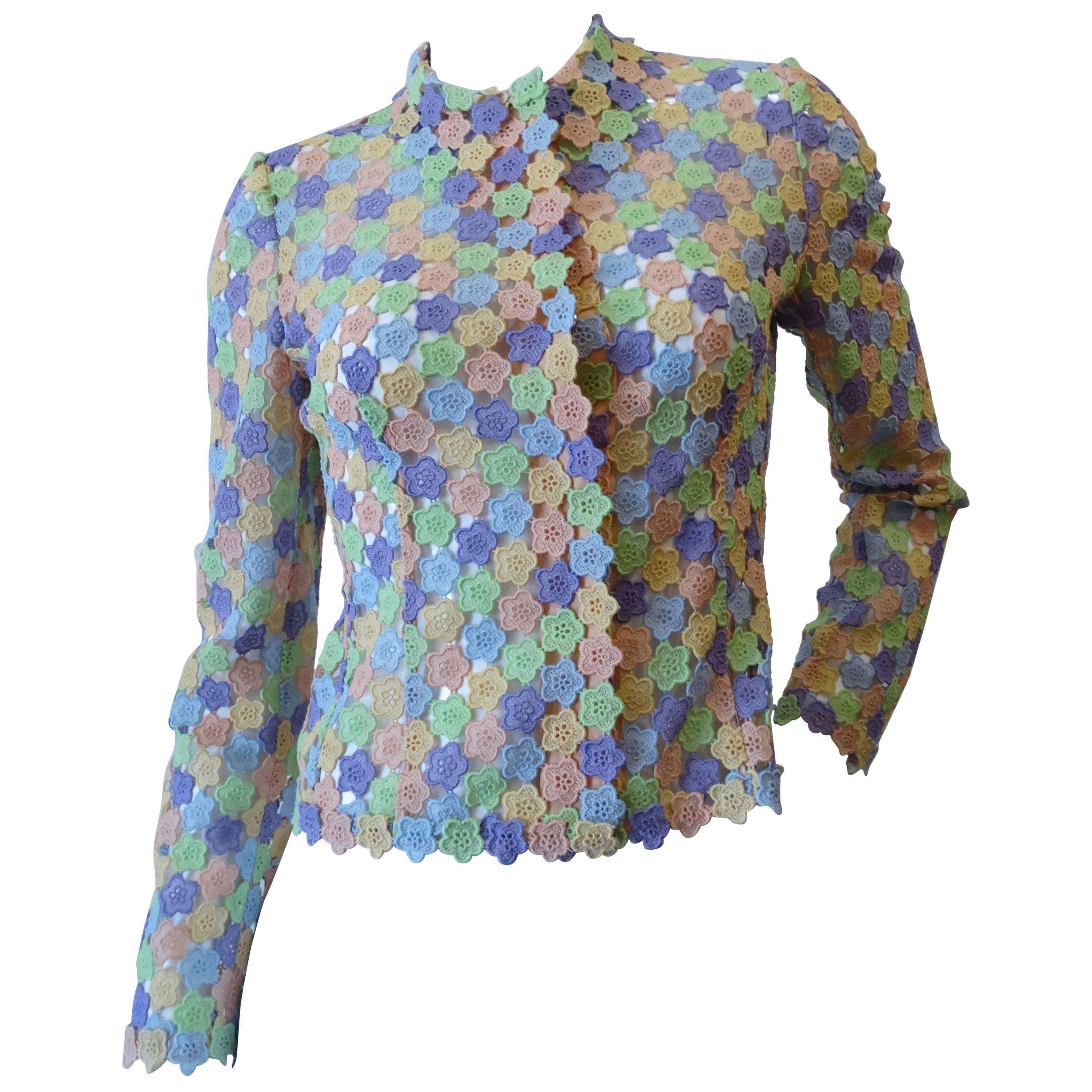 1990s Moschino Cheap & Chic Pastel Floral Blouse