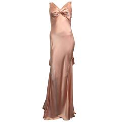 John Galliano Sleeveless Peach Silk Gown