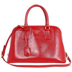 Prada Saffiano Promenade Ledertasche Rot