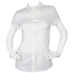 Dolce & Gabbana White Cotton Short Sleeve Button Down sz S