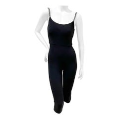 Chanel Woven Leather Faux Pearl Strap Scoop Neck Jumpsuit Spring2019