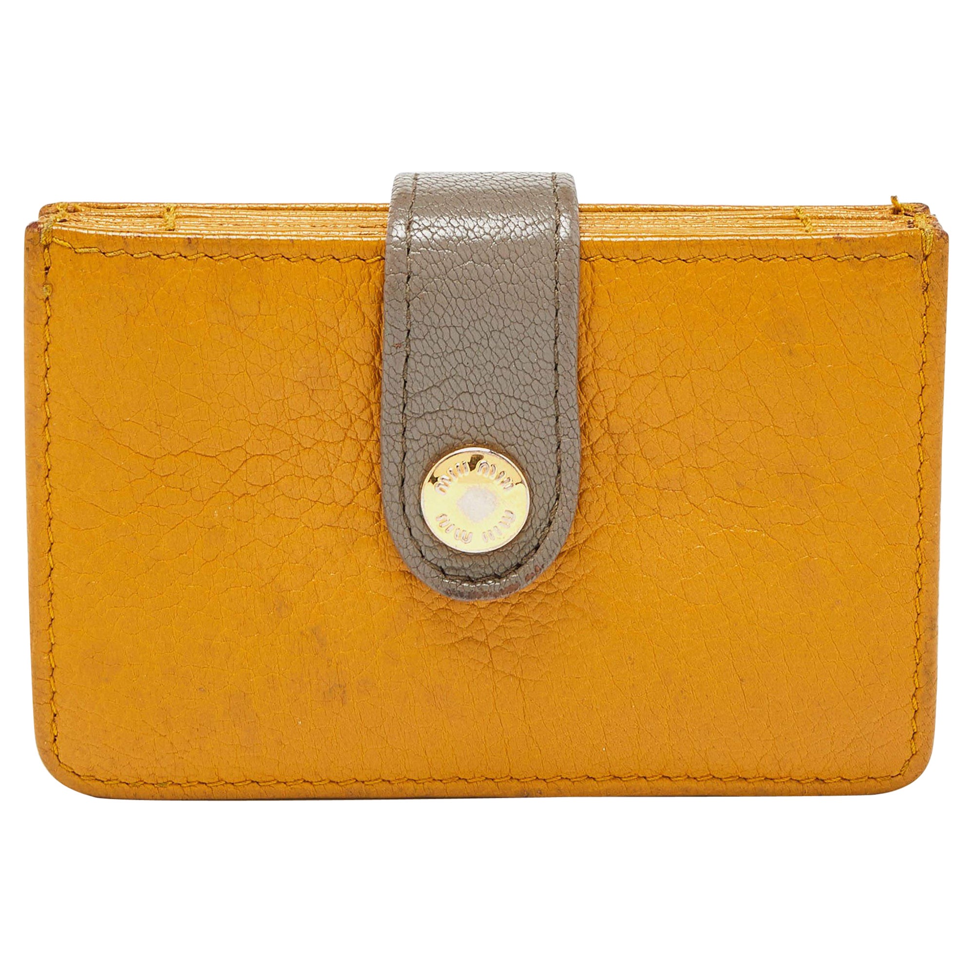 Miu Miu Mustard/Grey Leather Card Case