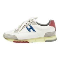 Hermes Multicolor Leather and Suede Trail Sneakers Size 43.5