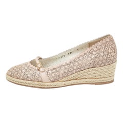 Salvatore Ferragamo Pink Leather Espadrille Pumps Size 39.5