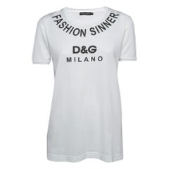 Dolce & Gabbana White Logo Print Cotton Jersey T-Shirt S