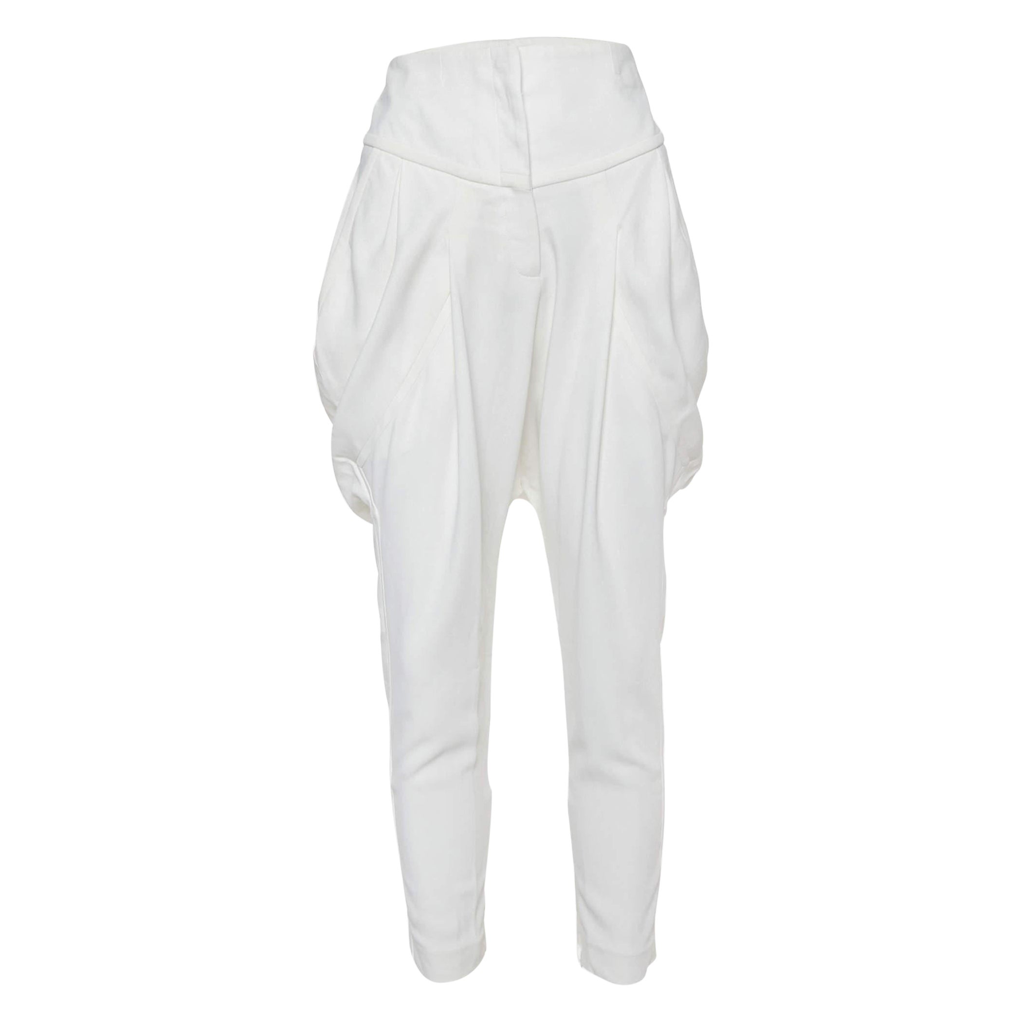 Givenchy Off-White Crepe High Waist Tapered Leg Pants M For Sale