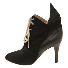 Chloe Schwarz Wildleder und Leder spitz zulaufende Zehe Stiefeletten Größe 38,5