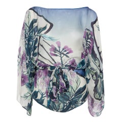 Roberto Cavalli Top Kaftano in seta stampata blu M.