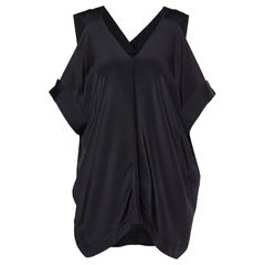 Roland Mouret Black Silk Cut-Out Leo Top M