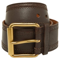 Miu Miu Brown Leather Wide Waist Buckle Belt 85CM