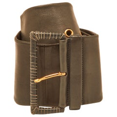 Ceinture Prada en cuir gris à taille large 80 cm